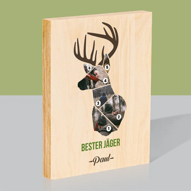 Form-Collage: Bester Jäger - Druck Auf Holz