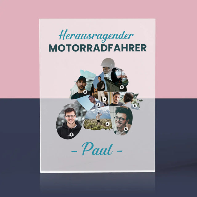 Form-Collage: Herausragender Motorradfahrer - Druck Auf Acrylglas