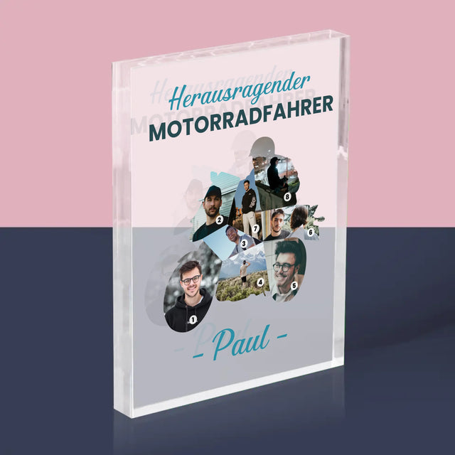 Form-Collage: Herausragender Motorradfahrer - Druck Auf Acrylglas
