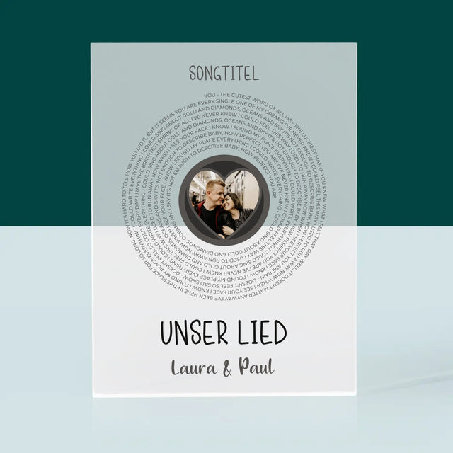 Foto Und Unterschrift: Unser Lied Mit Text - Druck Auf Acrylglas