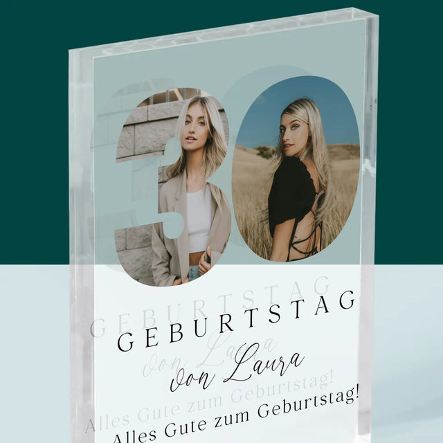 Buchstaben-Collage: 30. Geburtstag Signatur - Druck Auf Acrylglas