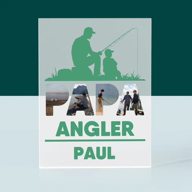 Buchstaben-Collage: Papa - Angler - Druck Auf Acrylglas