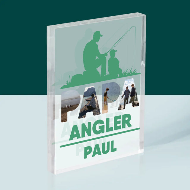 Buchstaben-Collage: Papa - Angler - Druck Auf Acrylglas