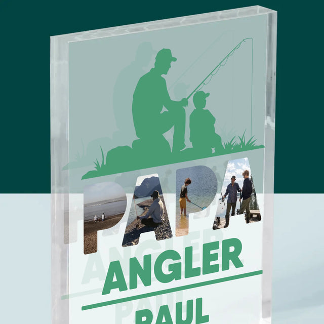 Buchstaben-Collage: Papa - Angler - Druck Auf Acrylglas