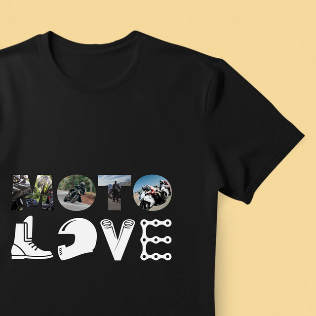 Buchstaben-Collage: Motolove - T-Shirt Für Herren