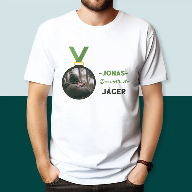 Foto Und Unterschrift: Der Weltbeste Jäger - T-Shirt Für Herren