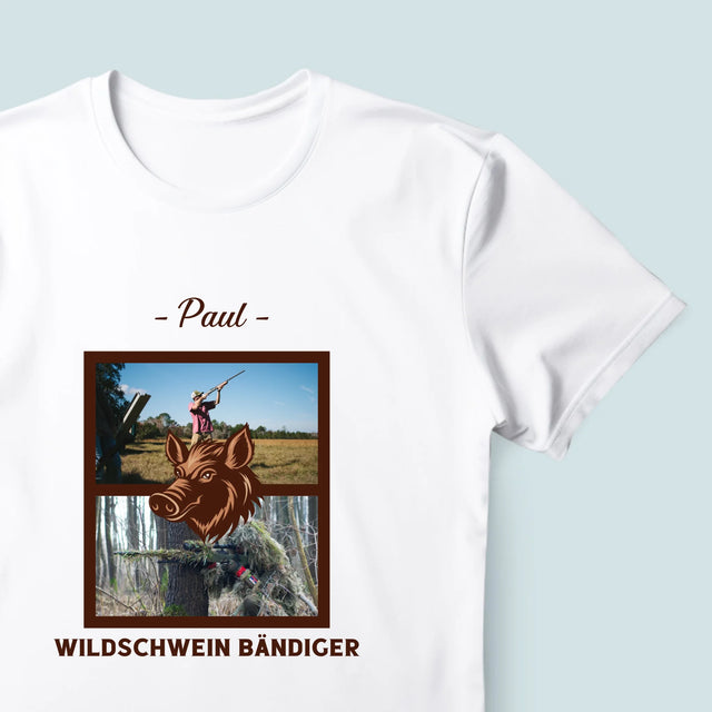 Fotocollage: Wildschwein Bändiger - T-Shirt Für Herren