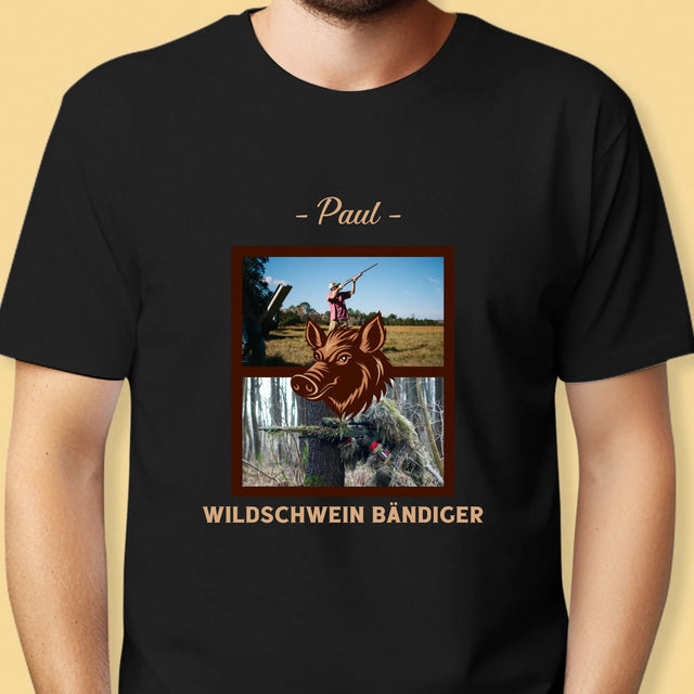 Fotocollage: Wildschwein Bändiger - T-Shirt Für Herren