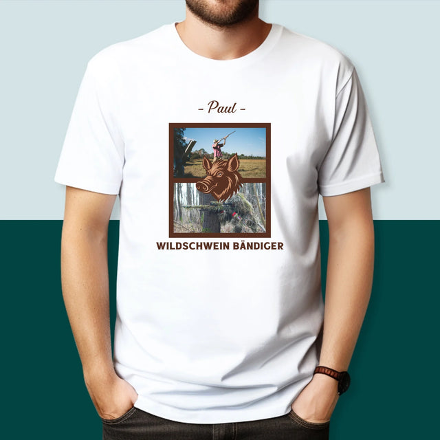 Fotocollage: Wildschwein Bändiger - T-Shirt Für Herren
