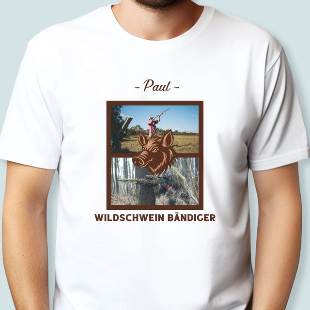 Fotocollage: Wildschwein Bändiger - T-Shirt Für Herren