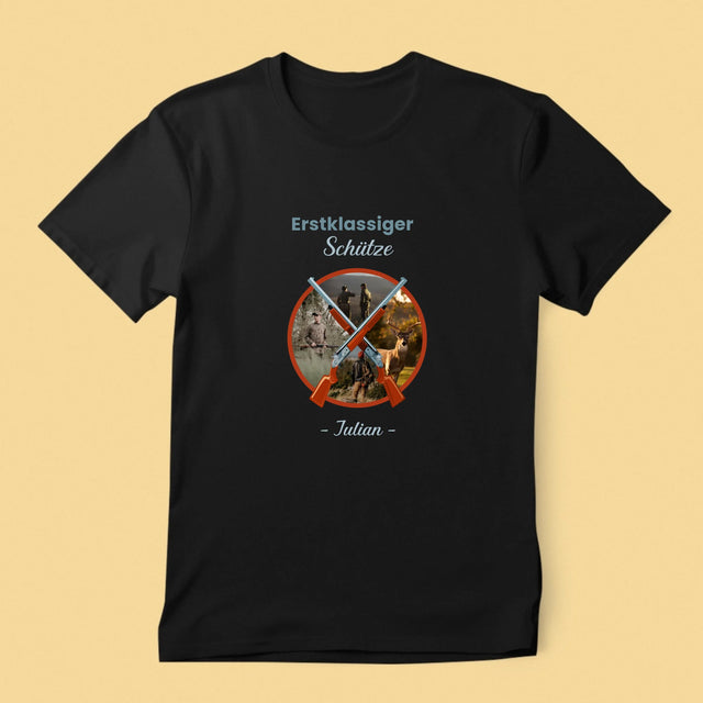 Fotocollage: Erstklassiger Schütze - T-Shirt Für Herren