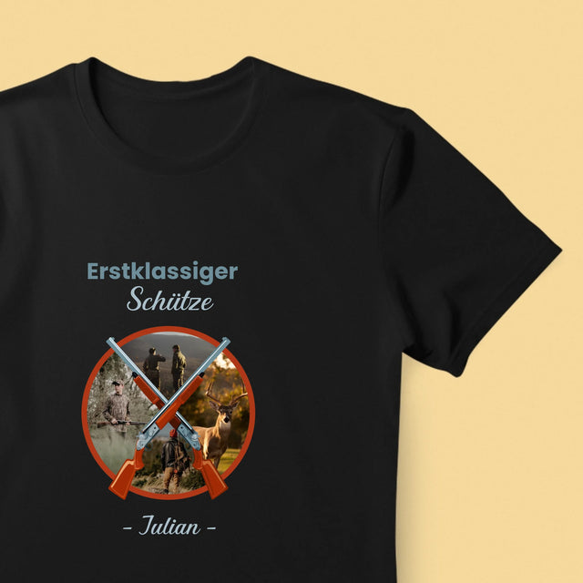 Fotocollage: Erstklassiger Schütze - T-Shirt Für Herren