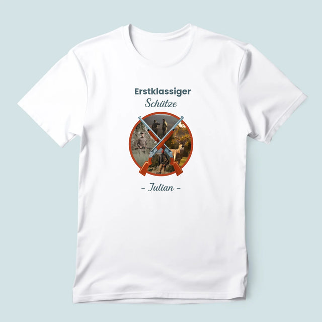 Fotocollage: Erstklassiger Schütze - T-Shirt Für Herren
