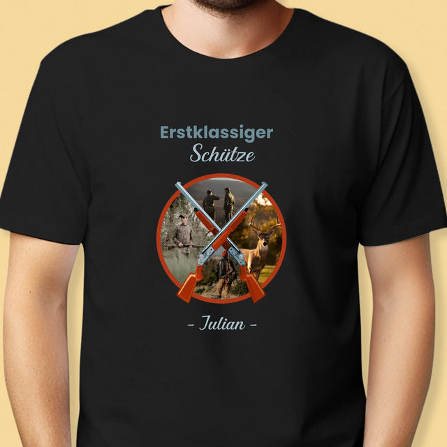 Fotocollage: Erstklassiger Schütze - T-Shirt Für Herren