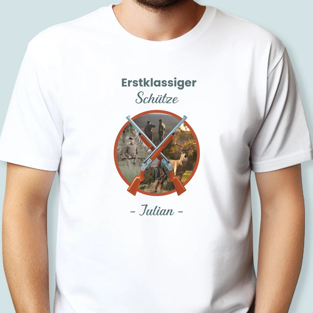 Fotocollage: Erstklassiger Schütze - T-Shirt Für Herren