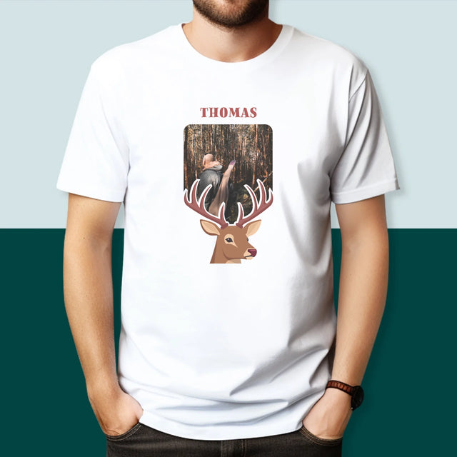 Foto Und Unterschrift: Der Hirsch - T-Shirt Für Herren