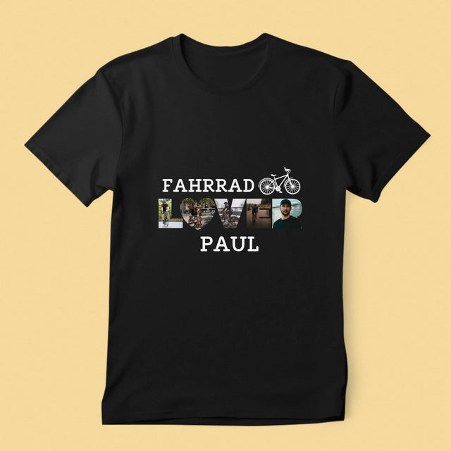 Buchstaben-Collage: Fahrradliebhaber - T-Shirt Für Herren