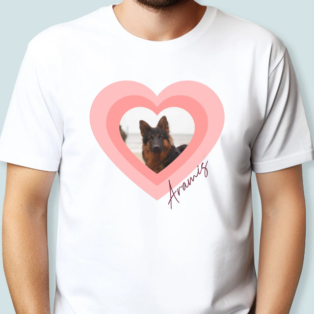 Foto Und Unterschrift: Bild Eines Haustieres Im Herzen - T-Shirt Für Herren