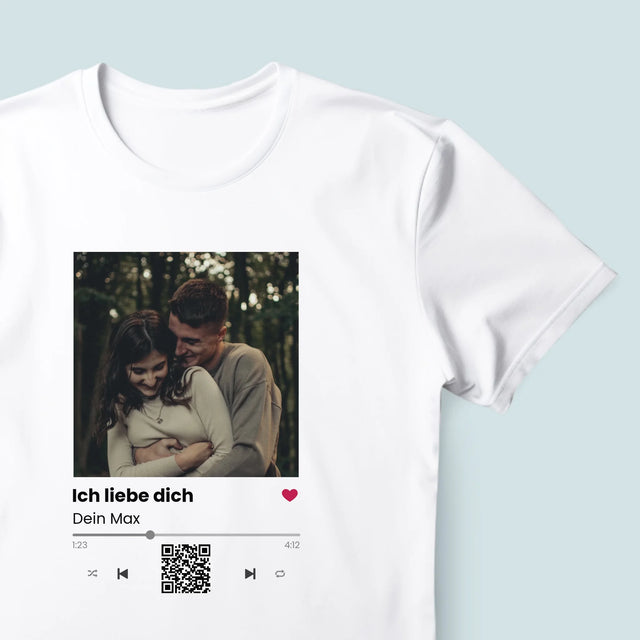 Foto Und Unterschrift: Spotify Mit Qr-Code - T-Shirt Für Herren