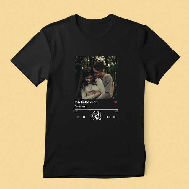 Foto Und Unterschrift: Spotify Mit Qr-Code - T-Shirt Für Herren