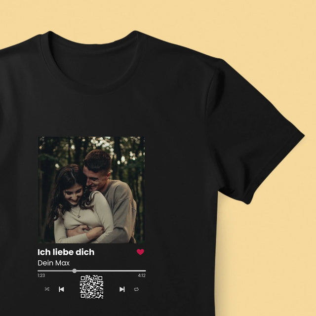 Foto Und Unterschrift: Spotify Mit Qr-Code - T-Shirt Für Herren