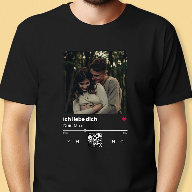 Foto Und Unterschrift: Spotify Mit Qr-Code - T-Shirt Für Herren