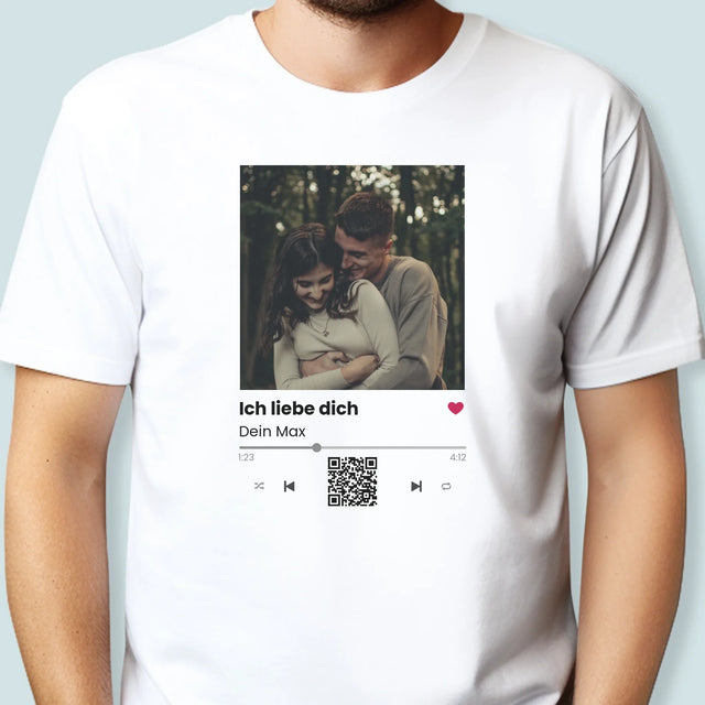 Foto Und Unterschrift: Spotify Mit Qr-Code - T-Shirt Für Herren
