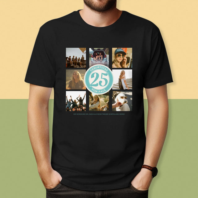 Fotocollage: 25 Geburtstag - T-Shirt Für Herren