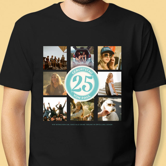 Fotocollage: 25 Geburtstag - T-Shirt Für Herren