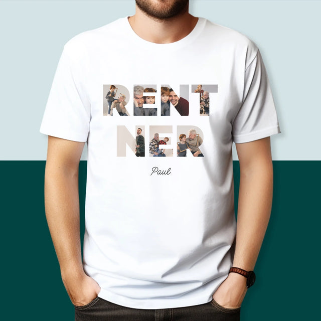 Buchstaben-Collage: Rentner - T-Shirt Für Herren