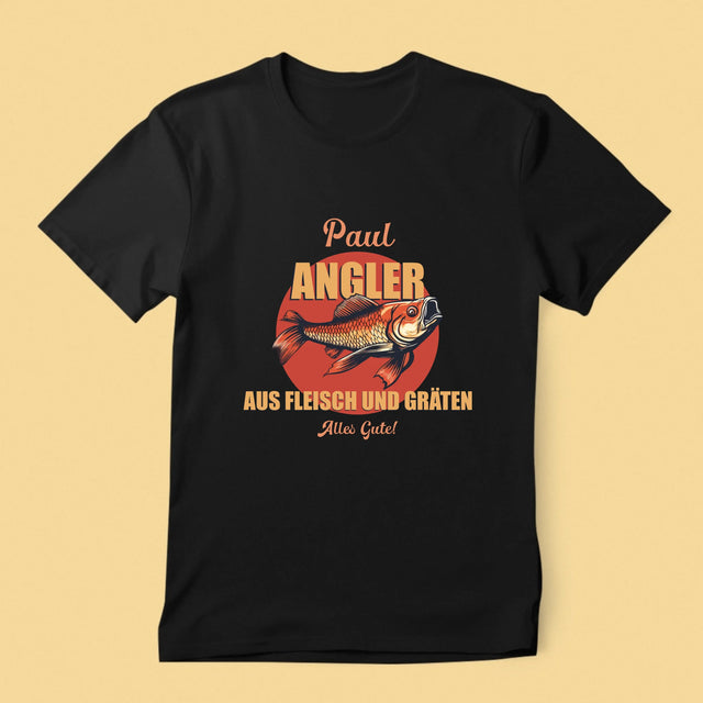 Name Und Unterschrift: Ein Angler Aus Fleisch Und Gräten - T-Shirt Für Herren