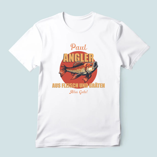 Name Und Unterschrift: Ein Angler Aus Fleisch Und Gräten - T-Shirt Für Herren