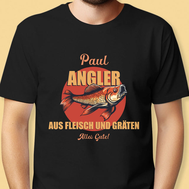 Name Und Unterschrift: Ein Angler Aus Fleisch Und Gräten - T-Shirt Für Herren