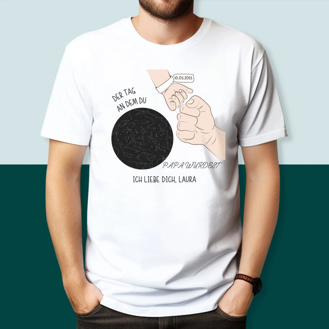 Sternkarte: Der Tag An Dem Du Papa Wurdest - T-Shirt Für Herren