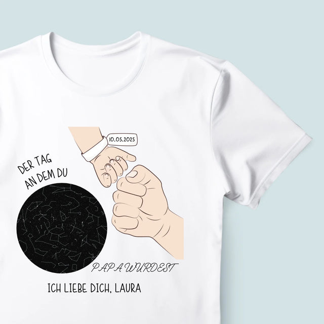 Sternkarte: Der Tag An Dem Du Papa Wurdest - T-Shirt Für Herren