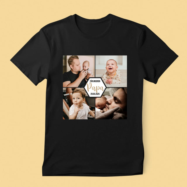 Fotocollage: Für Unseren Papa - T-Shirt Für Herren