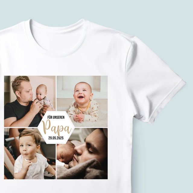 Fotocollage: Für Unseren Papa - T-Shirt Für Herren