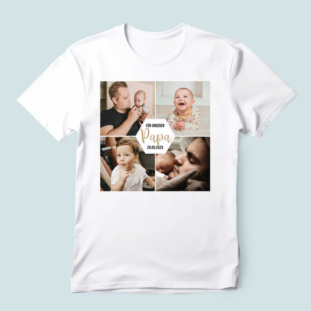 Fotocollage: Für Unseren Papa - T-Shirt Für Herren