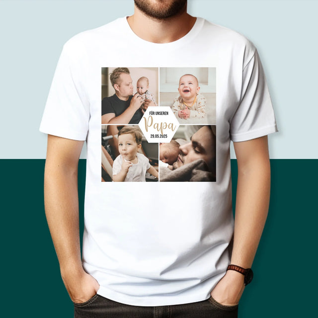 Fotocollage: Für Unseren Papa - T-Shirt Für Herren