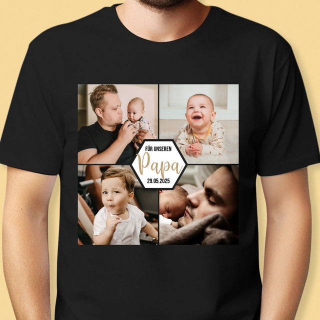 Fotocollage: Für Unseren Papa - T-Shirt Für Herren