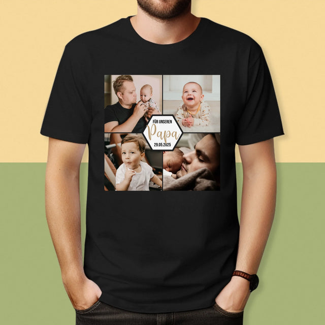 Fotocollage: Für Unseren Papa - T-Shirt Für Herren