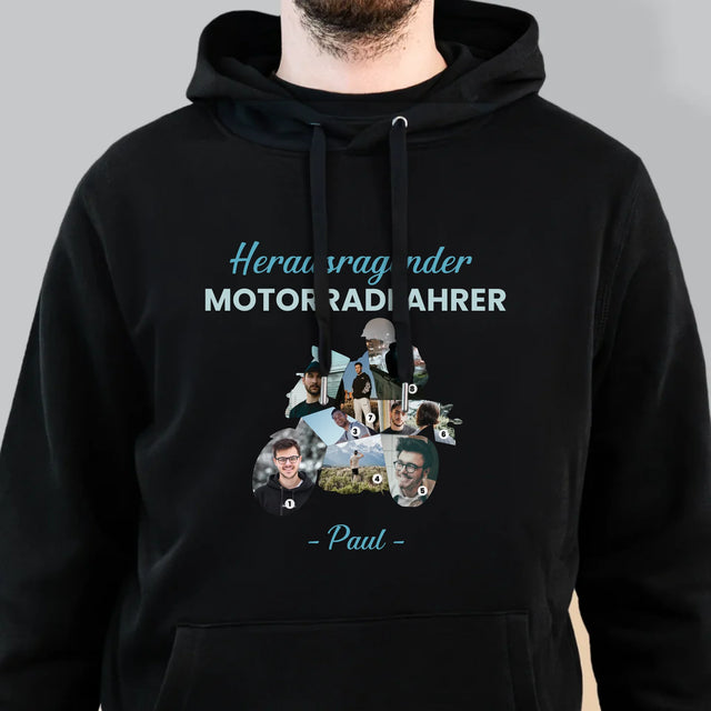 Form-Collage: Herausragender Motorradfahrer - Kapuzenpullover Für Herren