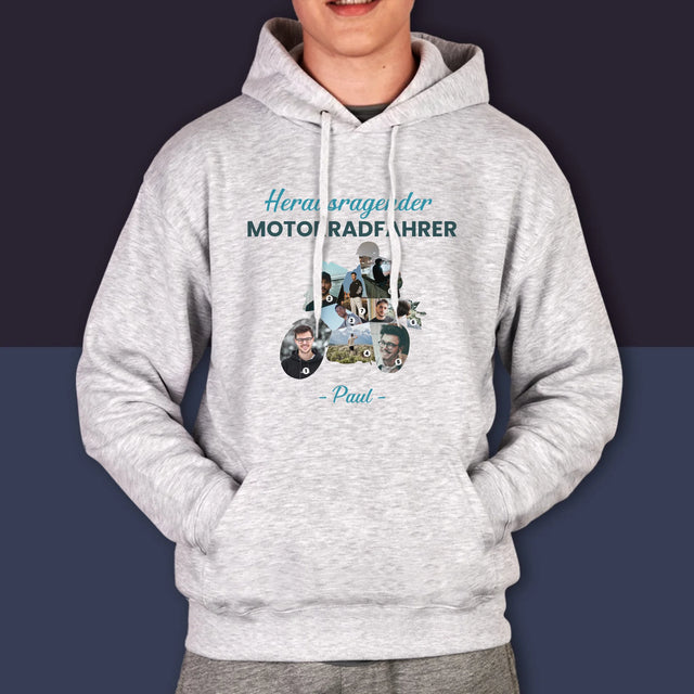 Form-Collage: Herausragender Motorradfahrer - Kapuzenpullover Für Herren