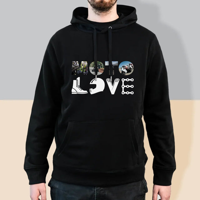 Buchstaben-Collage: Motolove - Kapuzenpullover Für Herren