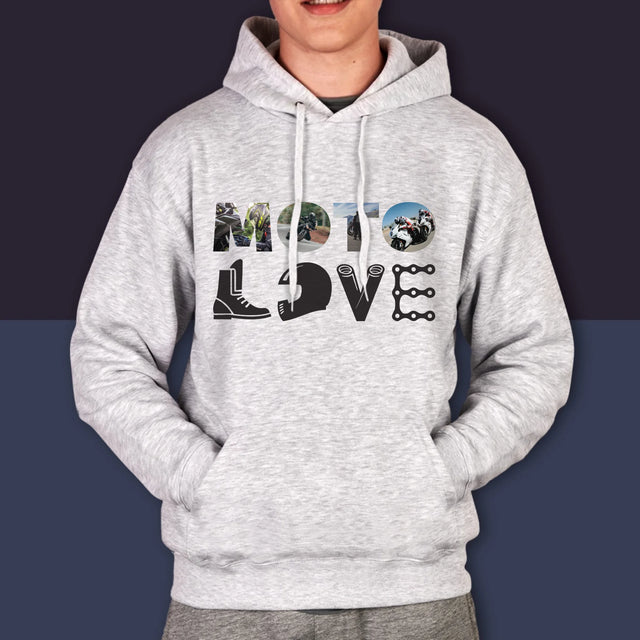Buchstaben-Collage: Motolove - Kapuzenpullover Für Herren