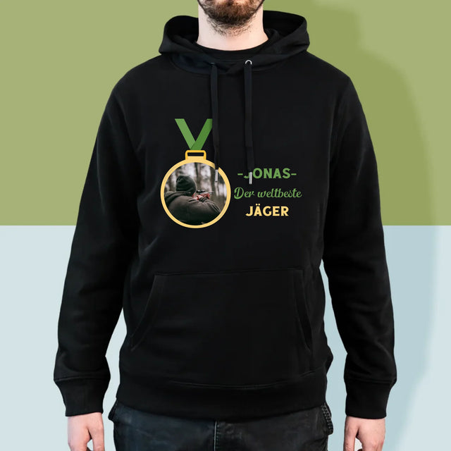 Foto Und Unterschrift: Der Weltbeste Jäger - Kapuzenpullover Für Herren