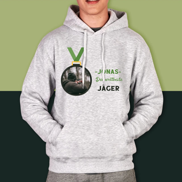 Foto Und Unterschrift: Der Weltbeste Jäger - Kapuzenpullover Für Herren