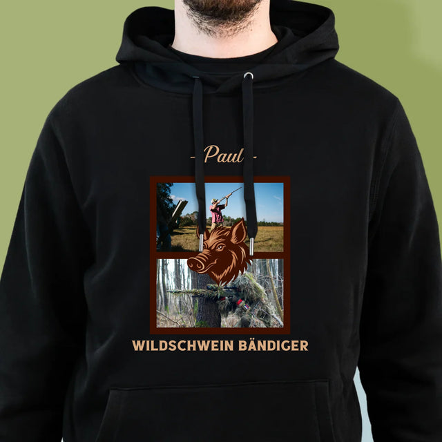 Fotocollage: Wildschwein Bändiger - Kapuzenpullover Für Herren