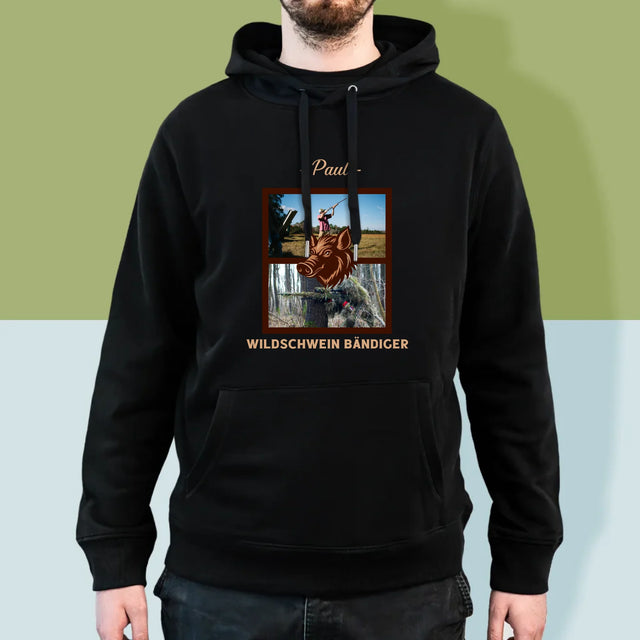Fotocollage: Wildschwein Bändiger - Kapuzenpullover Für Herren