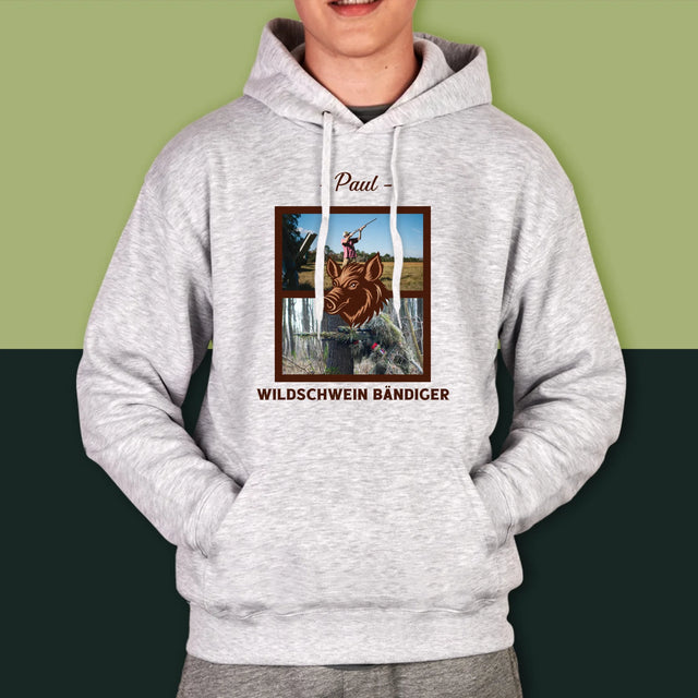 Fotocollage: Wildschwein Bändiger - Kapuzenpullover Für Herren
